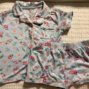 T Tahari Light Blue Floral & Butterfly Short Pajama Set
